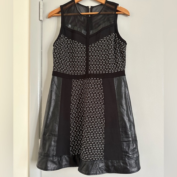 Rachel by Rachel Roy Faux Leather Trim Mini Dress size 12. - Picture 4 of 10